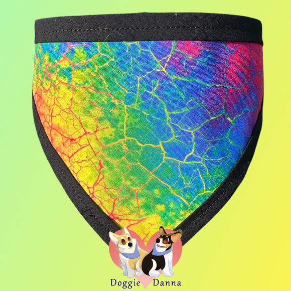 Rainbow Crackle Fun Fabric Pet Bandanna