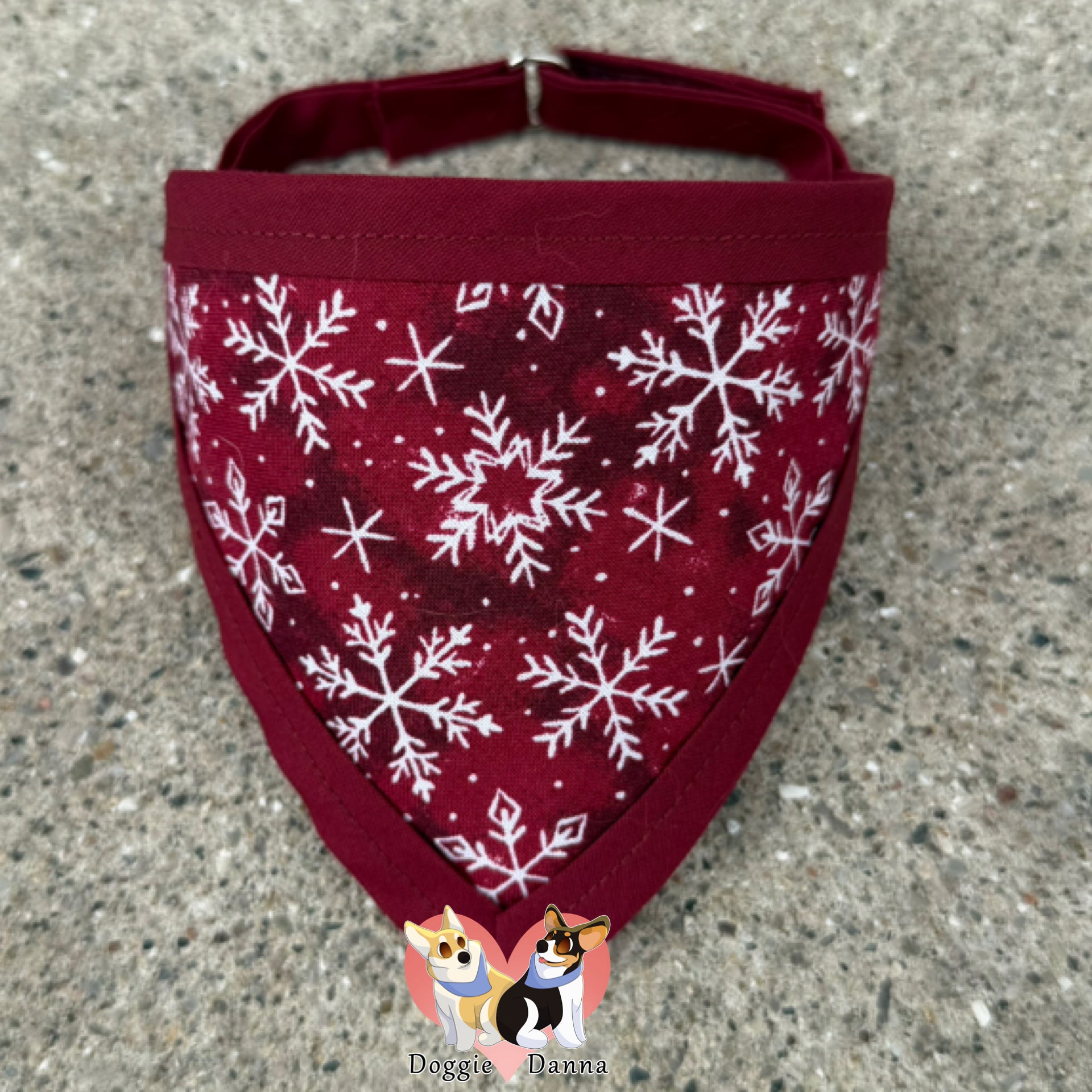 Burgundy Snowflakes Pet Bandanna