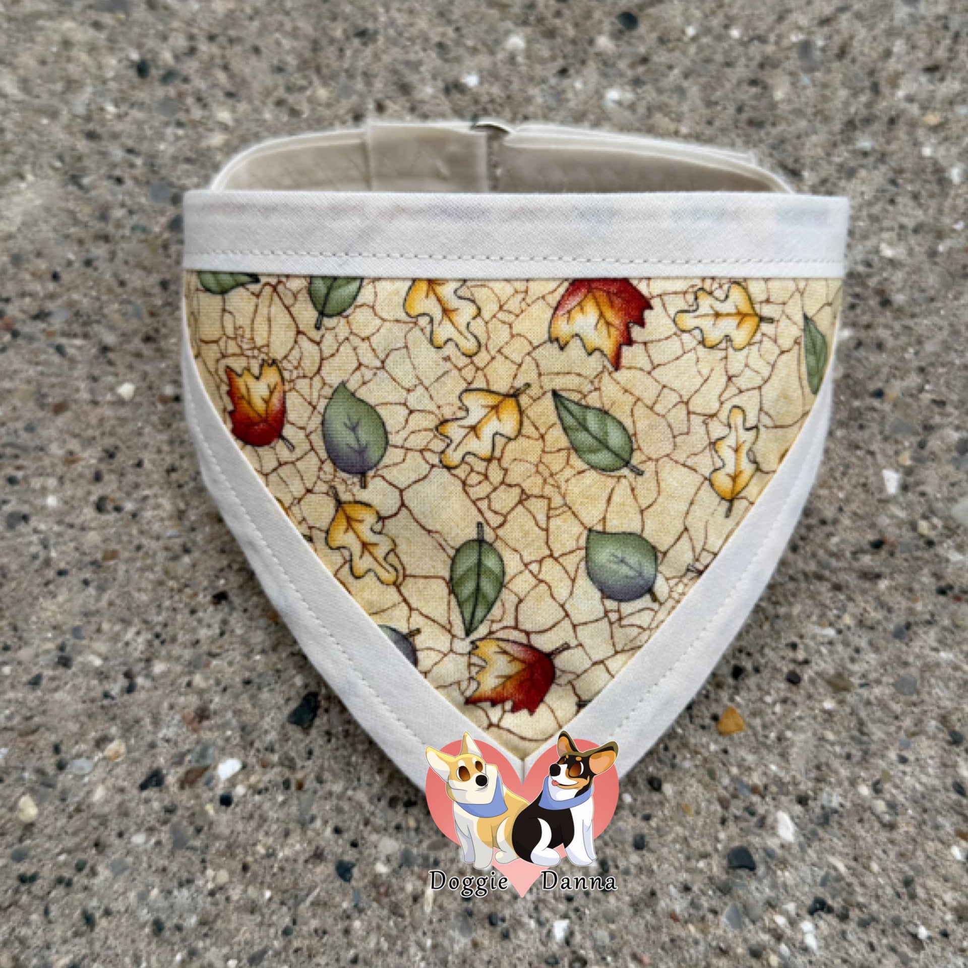 Khaki Autumn Leaves Pet Bandanna
