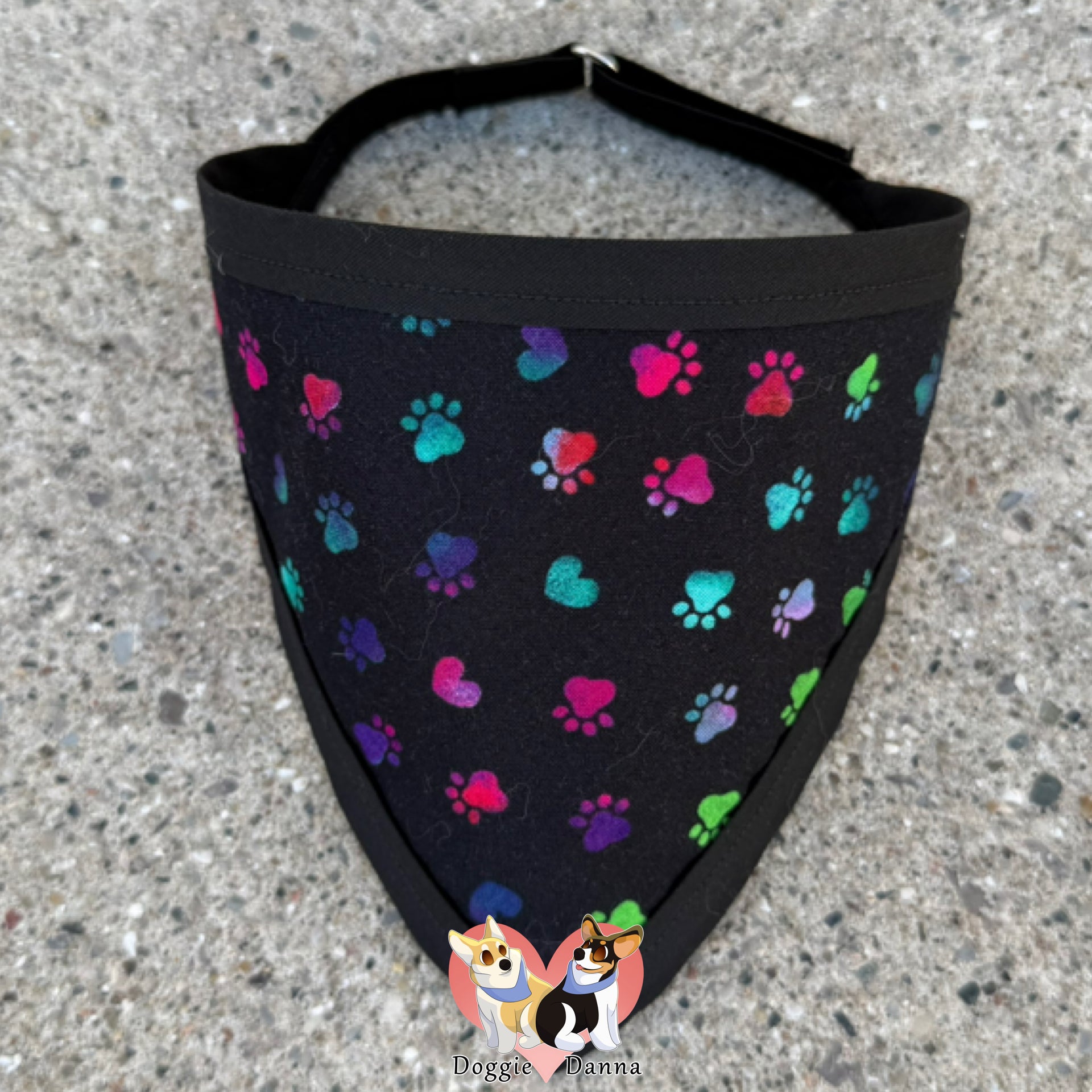 Rainbow Paw Prints and Hearts Pet Bandanna