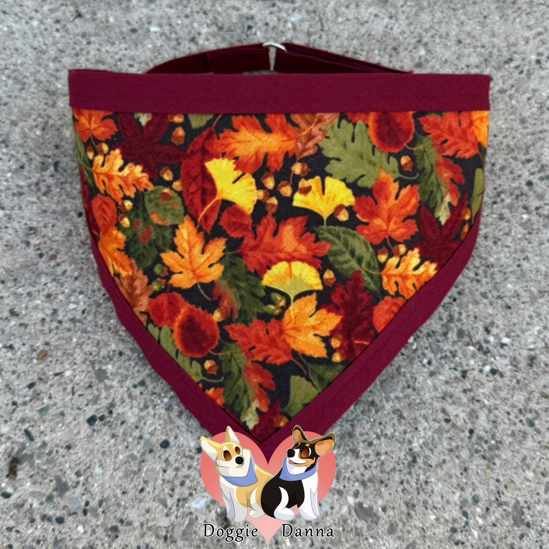 Burgundy Autumn Leaves Pet Bandanna