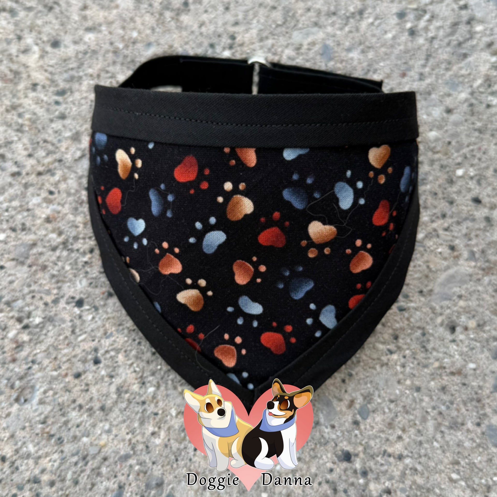 Brown Paw Prints and Hearts Pet Bandanna