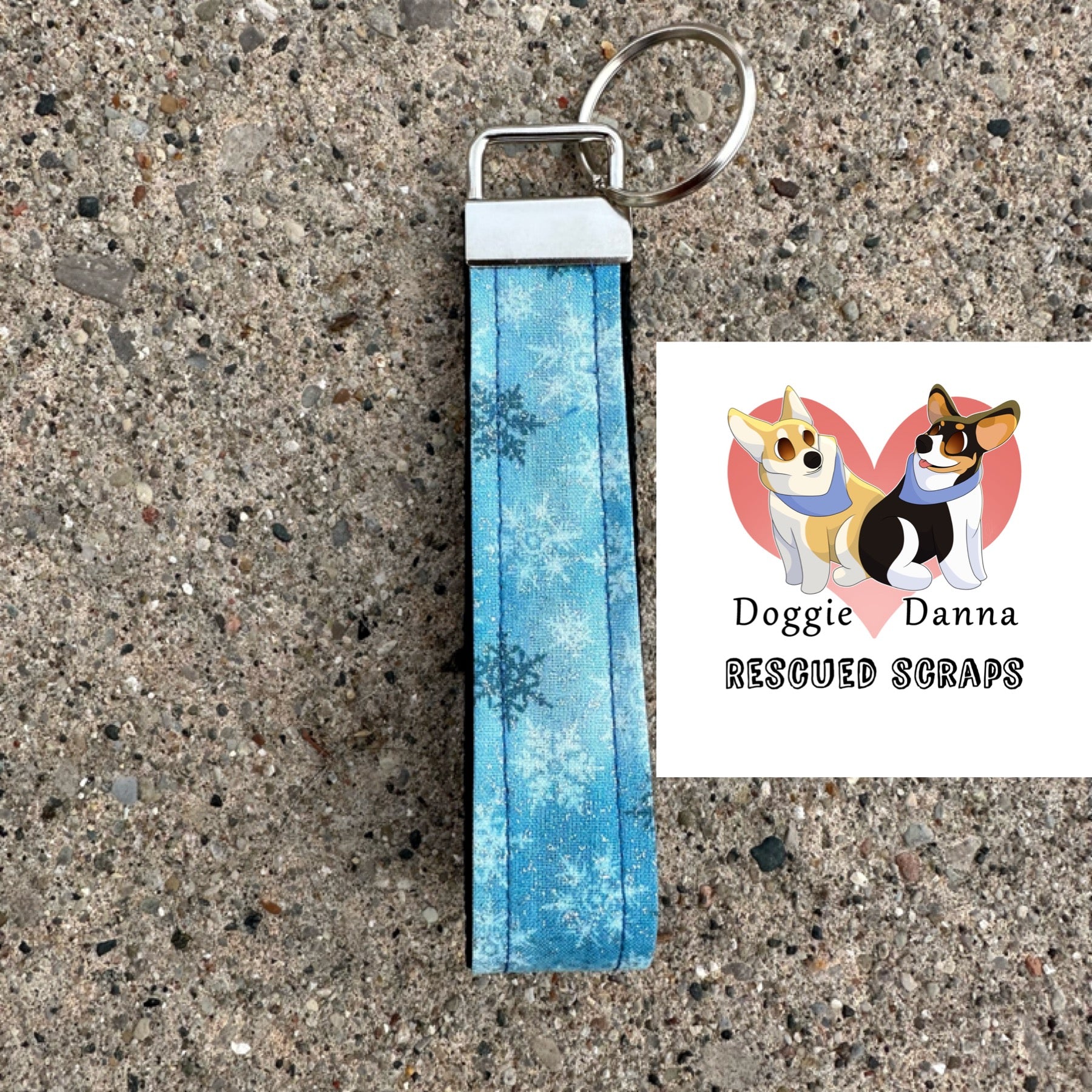 Glitter Blue Snowflake Key Fob